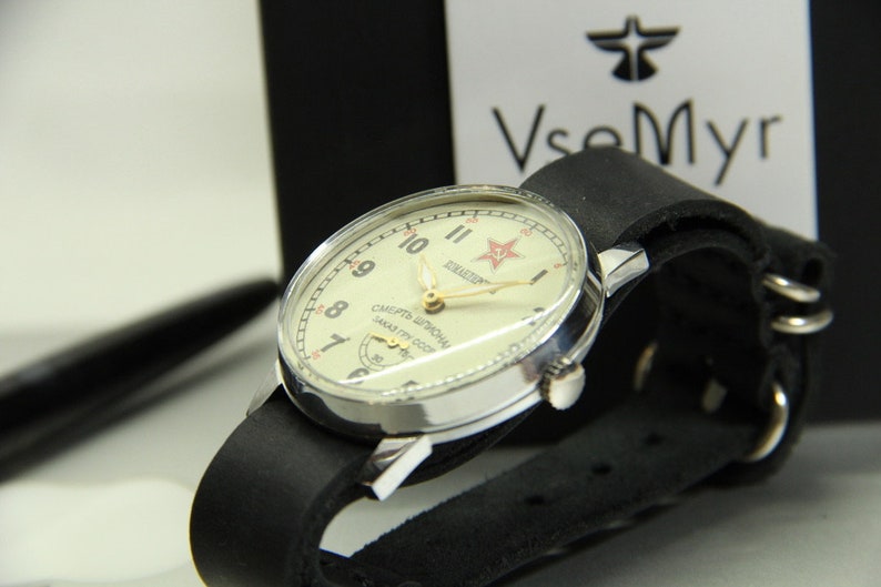 Komandirskie Soviet watch Pobeda Death to spies Rare watch Military watch Pobeda Mechanical USSR watch Men's watch Gift for a friend zdjęcie 6
