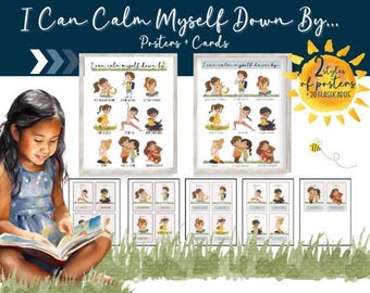 Self-Calming Posters & Flashcards: Kids' Emotional Regulation, Calm Down Corner (Digital Download)