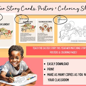 Easter Story Cards Posters Coloring Sheets Easter Bible Story Holy Week Story Cards Banner Preschool Easter Story Cards Resurrection Story