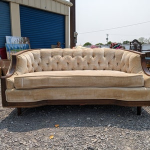 Vintage French Style Settee Tufted Mid Century Sofa Love Seat Couch