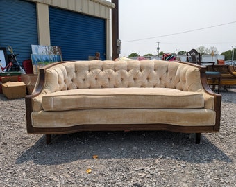 Vintage French Style Settee Tufted Mid Century Sofa Love Seat Couch