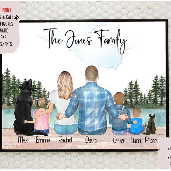 Personalisierter Paar Hunde Druck, Hunde Mama und Papa Druck, Hunde Familien Druck, Haustier Druck, Hundefellen Familie, Hunde Geschenke, Druckbare Datei oder Poster