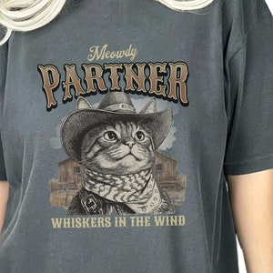 Meowdy Partner Cowboy Cat Shirt, Western Cat Shirt, Funny Cat Shirt, Retro Cowboy Shirt, Cowgirl Cat Shirt