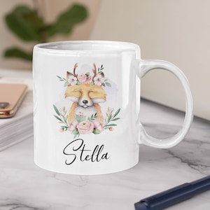 Personalized Fox Mug, Fox Gifts, Fox Gift for Her, Cute Fox Cup, Fox Coffee Mug