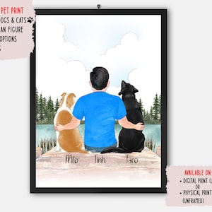 Aangepaste hond vader print, hond vader cadeau, beste hond vader, cadeau voor hond vader, hondenliefhebber afdrukken, hondenportret, gepersonaliseerde hondencadeaus, hond vader afdrukken