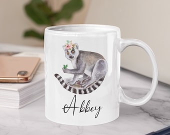 Personalized Lemur Mug, Lemur Gifts, Lemur Gift for Her, Cute Lemur Cup, Funny Coffee Mug
