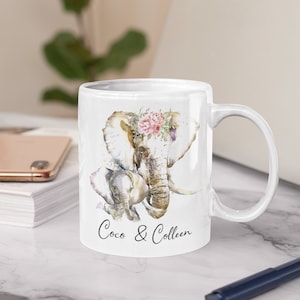 Personalized Elephant Mug, Elephant Gifts Elephant Gift for Her, Cute Elephant Cup, Elephant Coffee Mug