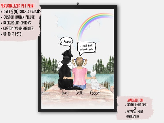 Personalized Dog Memorial Gift Dog Kid Dog Lover Gift Custom Dog Portrait They Still Talk About You Digital Print or Poster Etsy