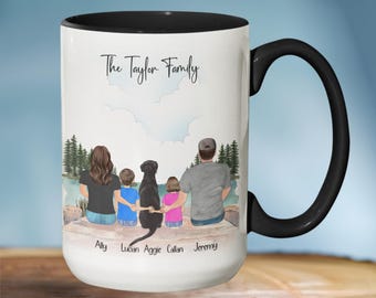 Personalisierte Hundefamilie Porträt, Hund Kindertasse, personalisierte Paar Hundetasse, benutzerdefinierte Familientasse mit Haustieren, Haustier Familientasse