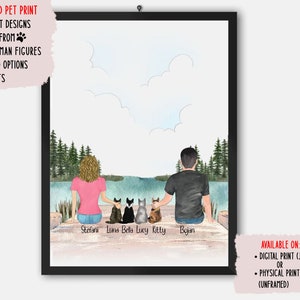 Personalisierter Paar Katzen Druck, Katzen Mama und Papa Druck, Katzen Familien Druck, Haustier Druck, Katzenfellfamilie, Katzen Geschenke, Digitaldruck oder Poster