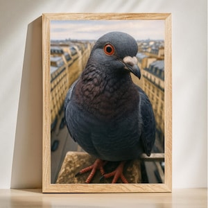 Funny Pigeon Wall Art, Paris Bird Print, City Bird Poster, Pigeon Lover Gift, Urban Pigeon Art, Digital Download