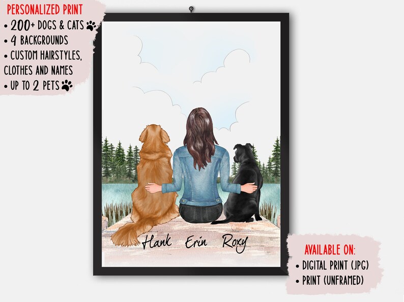Custom Personalized Reading Pet Mom Canvas - Gift For Dog Mom, Cat Mom - Up to 4 Pets