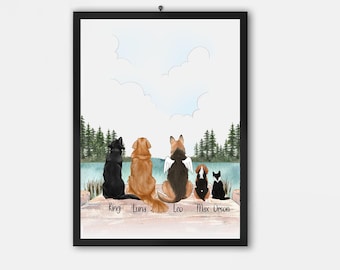 Personalized Dog Gift, Pet Portrait, Dog Lover Gift, Dog Illustration, Custom Dog Print, Gifts For Dog Lovers, Printable File or Poster