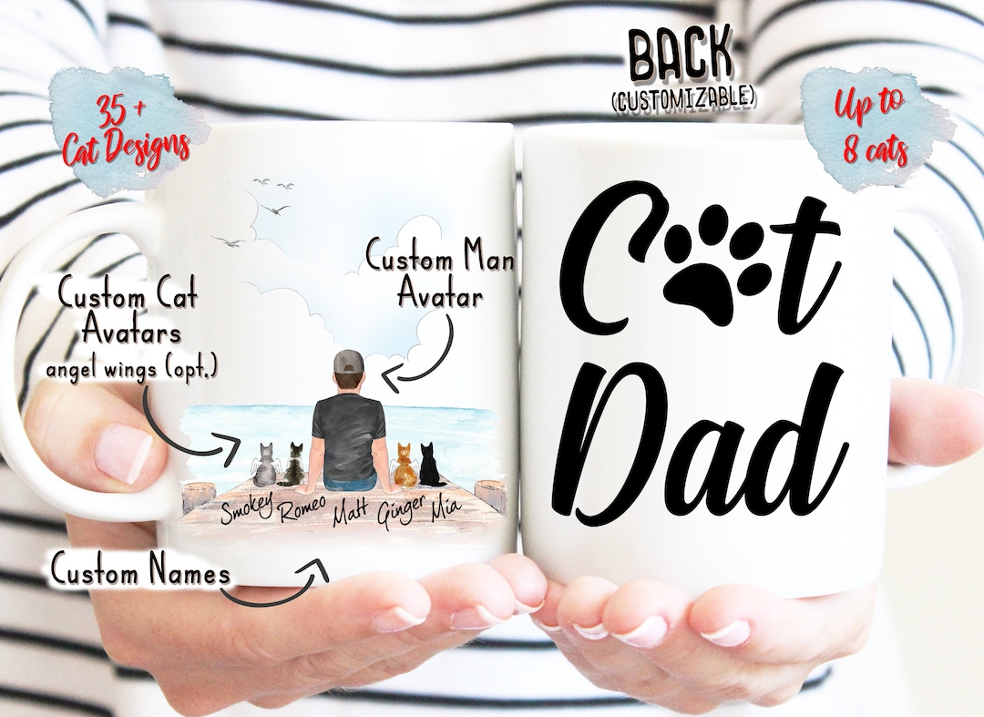 Personalized Cat Mug, Cat Dad Mug, Cat Daddy Coffee Mug, Cat Lover Mug ...