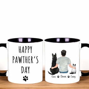 Personalized Happy Pawther&#39;s Day Mug, Father&#39;s Day Dog Dad Gift, Custom Cat Dad Gift, Dog Dad Mug, Cat and Dog Dad Gift, Dog Dad Coffee Mug