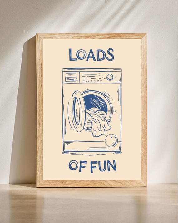 Loads of Fun Print, Laundry Room Print, Laundry Room Poster, Funny Laundry Print, Retro Laundry Wall Decor, Digital Download