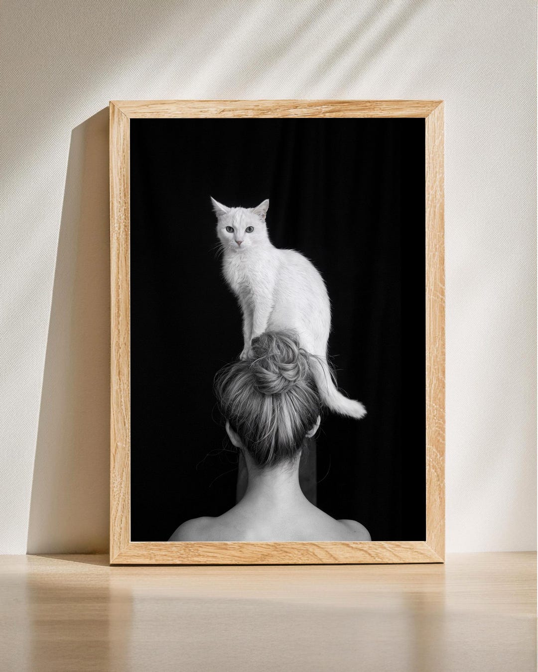 Minimalist Cat Wall Art, White Cat Lovers, Black and White Photography ...