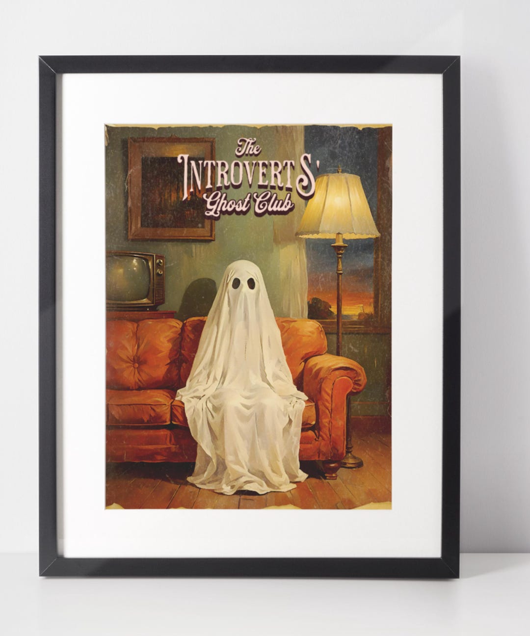 Retro Halloween Ghost, Vintage Ghost Print, Introvert Ghost Poster ...