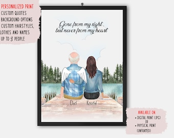Regalo por la pérdida de un padre, regalo de condolencias, recuerdo de un padre, retrato de un fallecido, regalo conmemorativo para un padre, regalo del Día del Padre, impresión digital o póster.