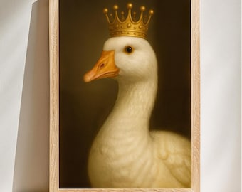 Retrato de pato real, arte mural de ganso, impresión divertida de pato, decoración de animales de granja, regalo para amantes de los gansos, descarga digital
