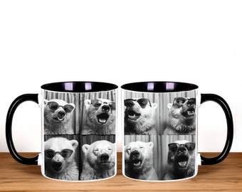 Eisbär Photobooth Kaffeebecher, Eisbär Becher, Eisbär Geschenk, Eisbär Geschenke für sie, Eisbär Kunst, Eisbär Geburtstagsgeschenk
