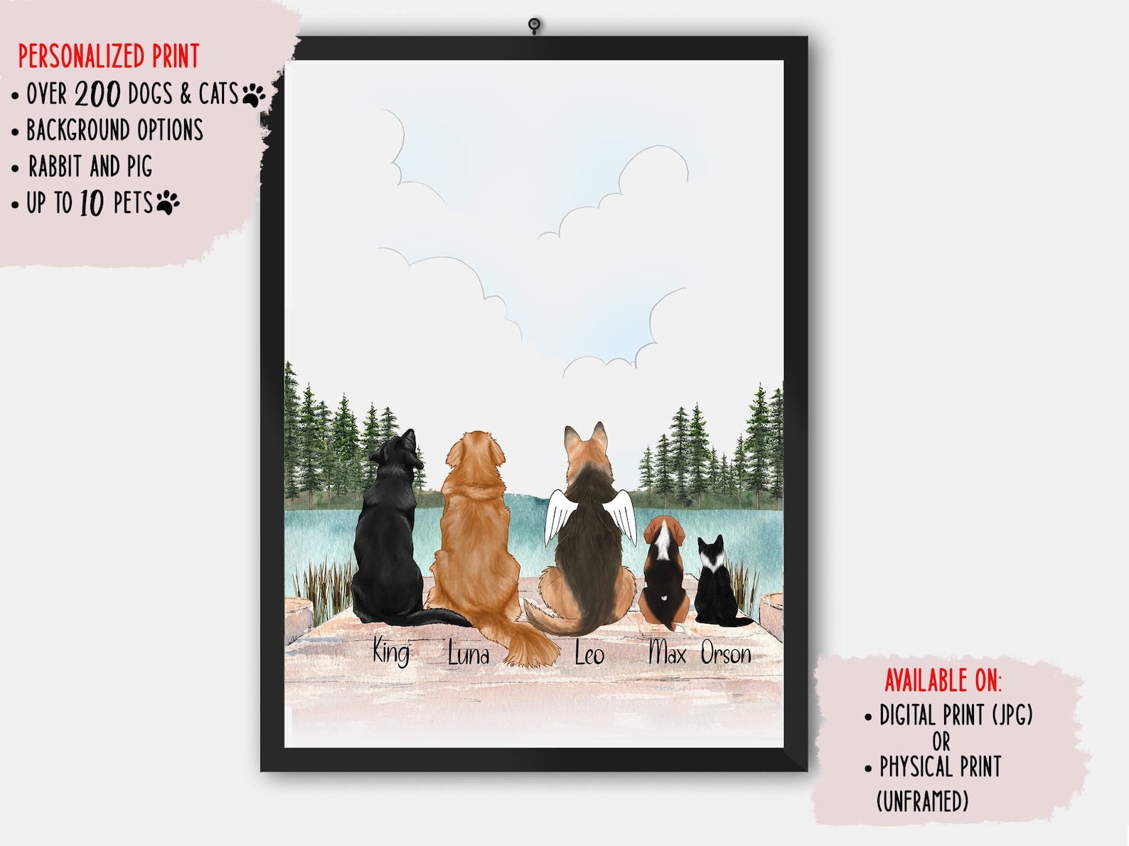 Personalized Dog Gift, Pet Portrait, Dog Lover Gift, Dog Illustration ...