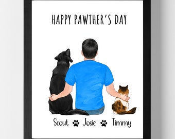 Happy Pawther's Day Print, Dog Dad Gifts for Father's Day, Father's Day Gift for Dog Dad, Cat Dad Gifts, Dog Dad Gift, Dog Father's Day Card