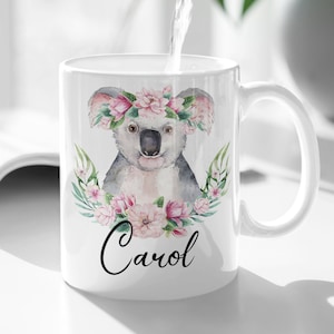 Personalized Koala Mug, Koala Gifts, Koala Gift for Her, Cute Koala Cup, Funny Coffee Mug