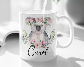 Personalized Koala Mug, Koala Gifts, Koala Gift for Her, Cute Koala Cup, Funny Coffee Mug