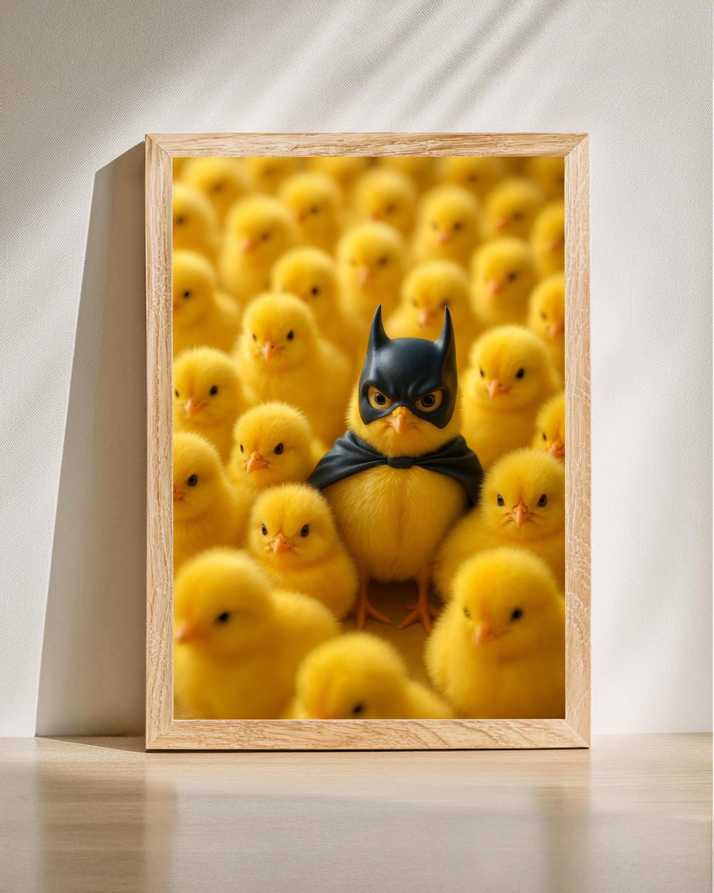 Superhero Chick Print, Stand Out From The Crowd, Heroic Chick Portrait,  Cute Chick Decor, Digital Download