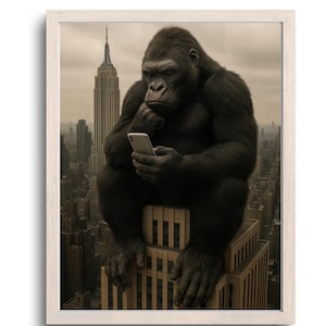 Funny King Kong Bathroom Wall Art, King Kong Gift For Her, Cute Toilet Humor Decor, King Kong Poster, Digital Download
