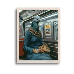 Taube in NY U-Bahn, Taube Druck, Taube Wandkunst, Taube Geschenke, Taube, Taube Foto, Maximalist Kunst, Wunderliche Tiere, Digital Download