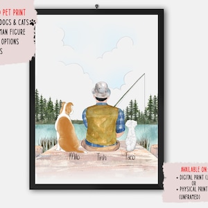 Aangepaste visprint, cadeau hond vader, beste hondenvader, cadeau voor hondenvader, hondenliefhebber print, hondenportret, gepersonaliseerde hondencadeaus, hondenvader afdrukken