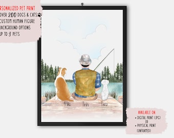 Impresión de pesca personalizada, regalo para papá perro, el mejor papá perro, regalo para papá perro, impresión para amantes de los perros, retrato de perro, regalos personalizados para perros, impresión para papá perro