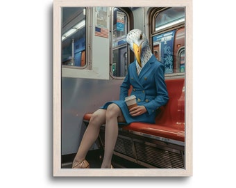 Seagull in NY Subway, Seagull Print, Seagull Wall Art, Seagull Gifts, Seagull Art, Seagull Photo, Whimsical Animals, Digital Download