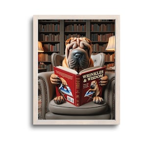 Shar Pei Print, Shar Pei Gifts, Shar Pei Art, Shar Pei Mom, Shar Pei Painting, Animal Read Books, Digital Download
