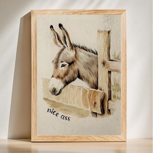 Funny Bathroom Poster, Trendy Bathroom Art, Vintage Donkey Print, Humorous Bathroom Art, Funny Bathroom Wall Art, Digital Download