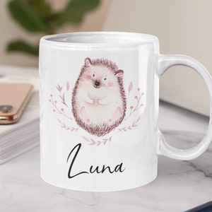 Personalized Hedgehog Mug, Hedgehog Gifts, Hedgehog Gift for Her, Cute Hedgehog Cup, Funny Coffee Mug