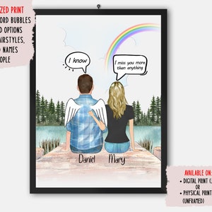 Loss of Father, Personalized Father Memorial Gift, Sympathy Gift, Grief Gift, Dad and Daughter Portrait, Father&#39;s Day Gift, Digital or Print