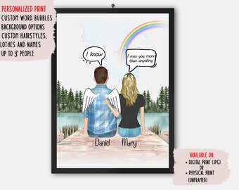Loss of Father, Personalized Father Memorial Gift, Sympathy Gift, Grief Gift, Dad and Daughter Portrait, Father's Day Gift, Digital or Print