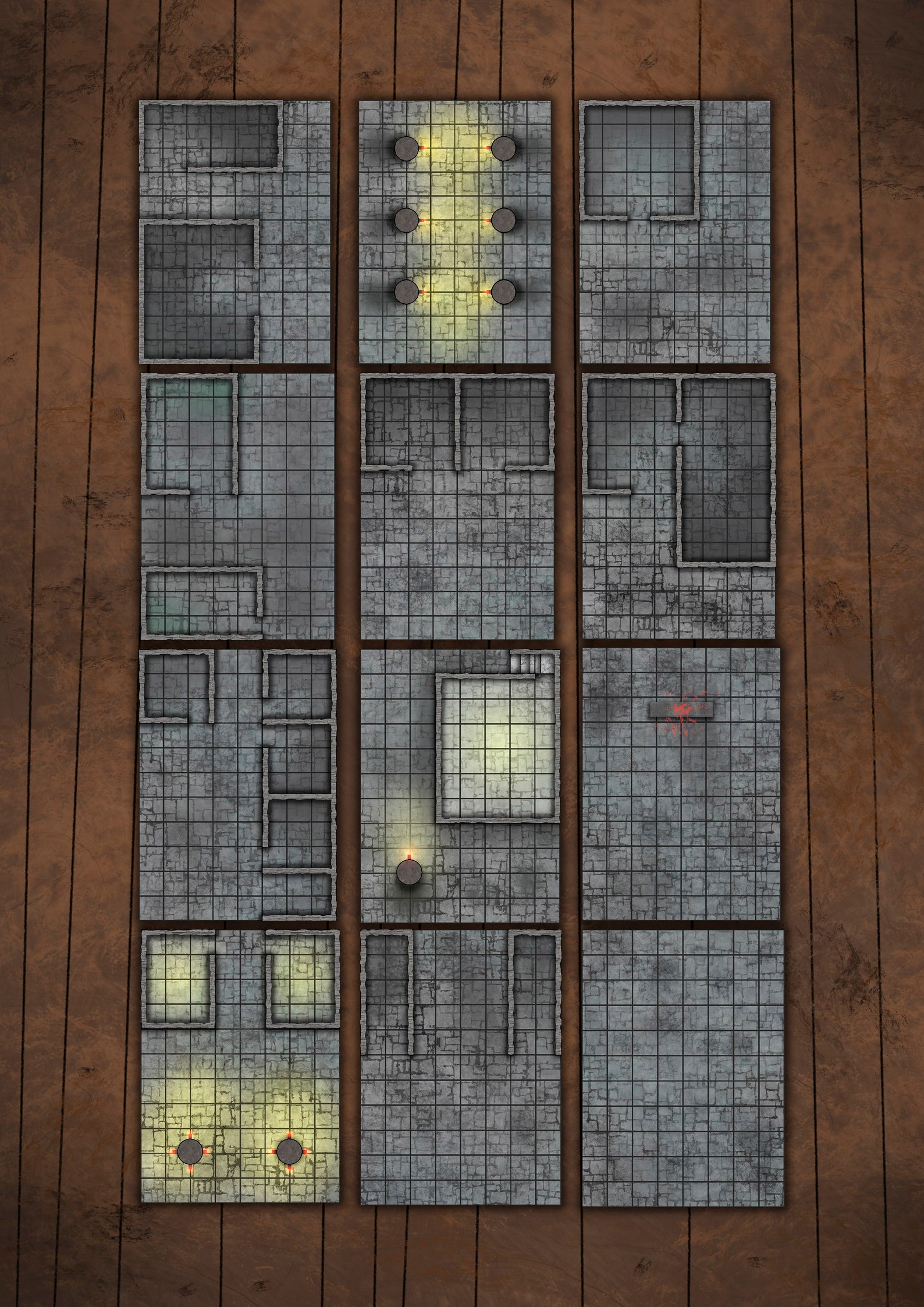 Dnd 12 Dungeon Battle Mats Pack Etsy