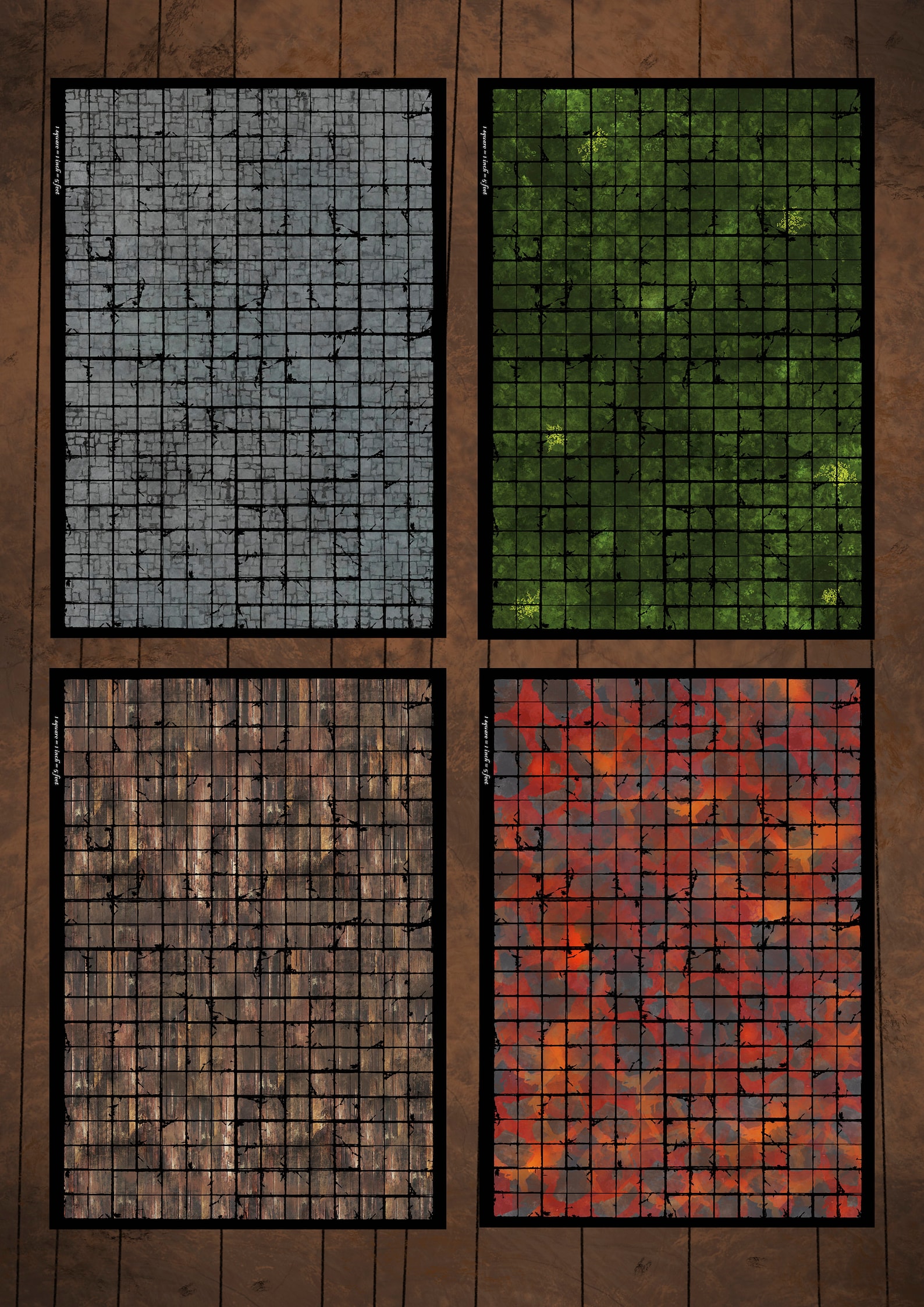 Pack of 4 Battle Mats for Role Play Dnd Etsy UK