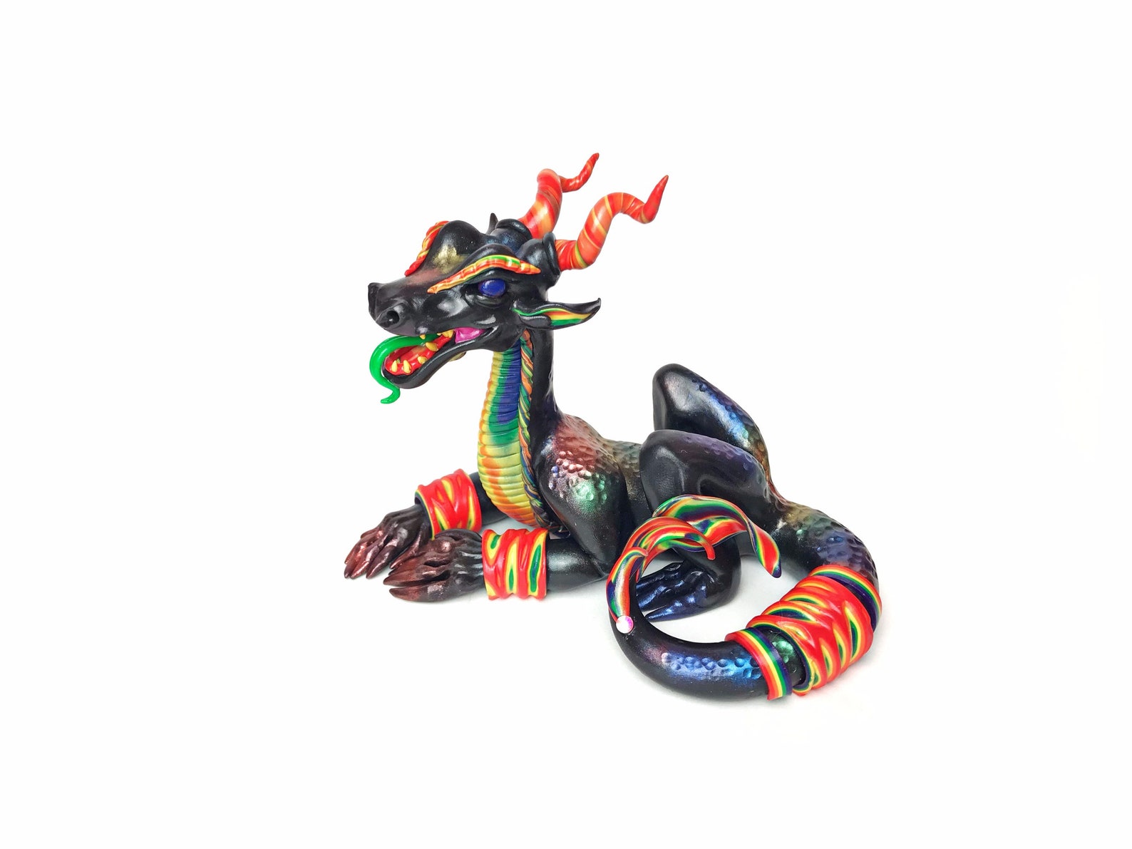 Figurine Dragons Les Gardiens Du Ciel Dragon arc-en-ciel argile polymère art du dragon figurine | Etsy