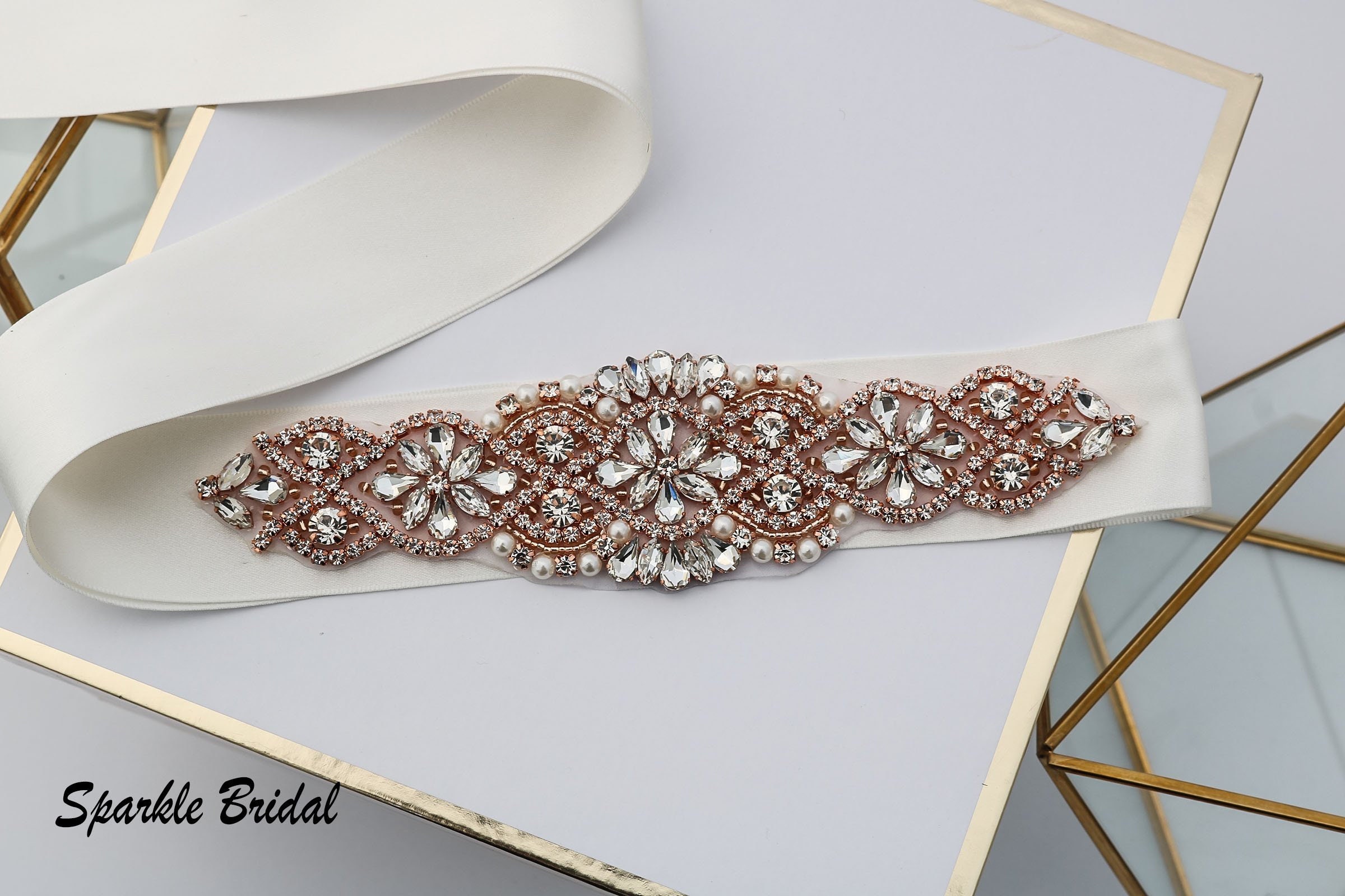 Rose Gold Beaded wedding Belt Bridal Belt Bridal Belts and Etsy