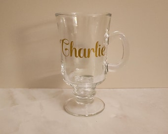 Spersonalizowany szklany kubek do kawy, spersonalizowany prezent, złote napisy