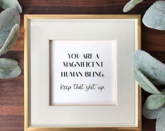 Wspaniały Człowiek Utrzymaj To Gówno Ramka na zdjęcia, czarna, złota rama, biała, inspirujące frazy, Prezenty biurowe, zachęcający prezent