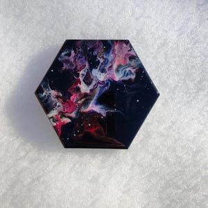 Galaktischer Himmel Untersetzer rosa schwarz Acrylfarbe Epoxidharz giessen Untersetzer