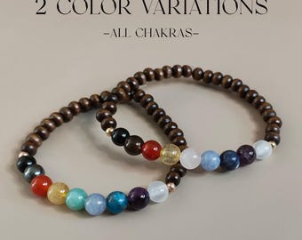 Bransoletka z kamieniami szlachetnymi do wyrównania czakr, biżuteria z uzdrawiającą energią, tęczowa bransoletka z kamieniami szlachetnymi, zdrowe prezenty za mniej niż 20 dolarów, koraliki do jogi