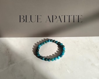 Bransoletka z niebieskiego kamienia apatytu, prezent do medytacji, prezent na odosobnienie jogi, prezent na uzdrowienie czakry gardła, trzecie oko, duchowy prezent