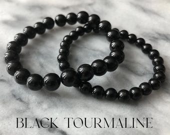 Bransoletka z czarnego turmalinu, kamień ochronny oczyszczający energię czakry korzenia